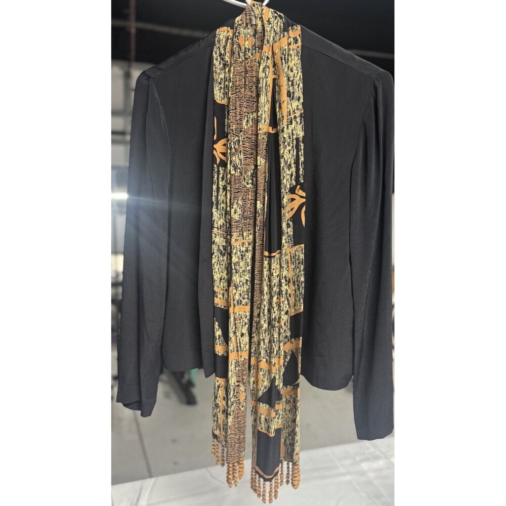 AKF Vintage 80s/90s Open Front Jacket Size S/M, Multicolor Scarf Attached